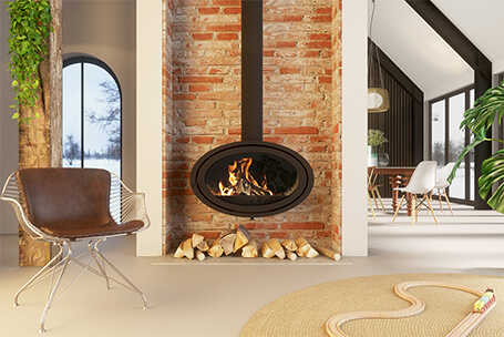Oval einzigartiges Designer-Holzfeuer - Wood stove Oval shape 