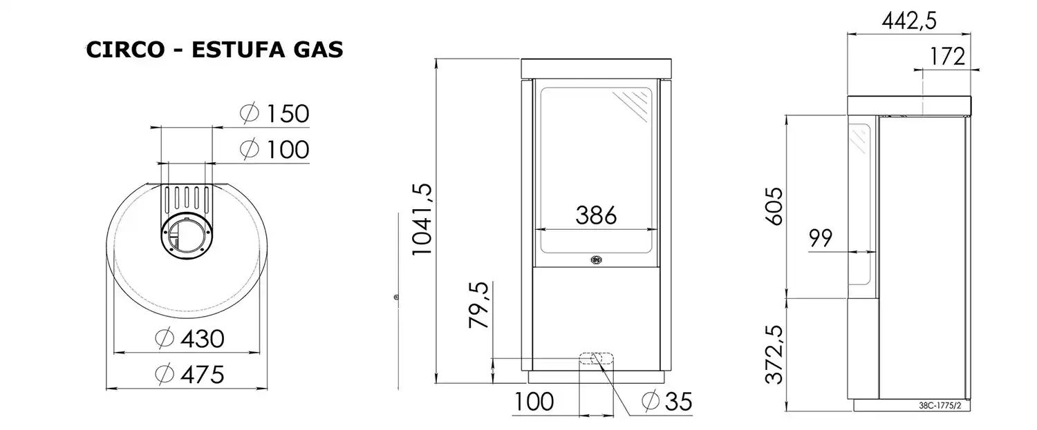 circo estufa de gas medidas