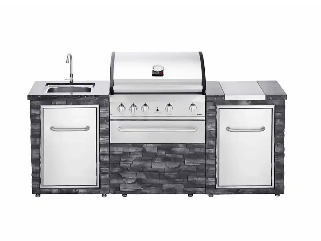 Isla cocina exterior piedras