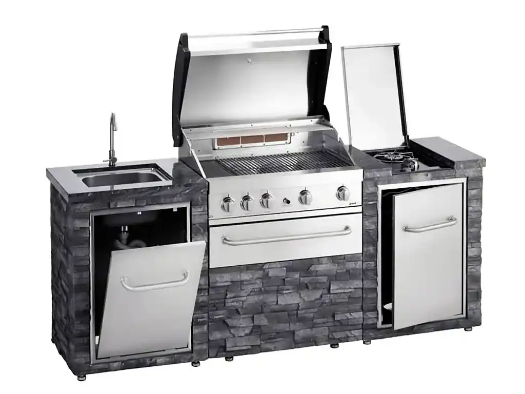 Isla cocina exterior piedras