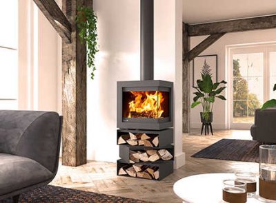 Stylish Design Corner fireplace. estufa de leña esquinera