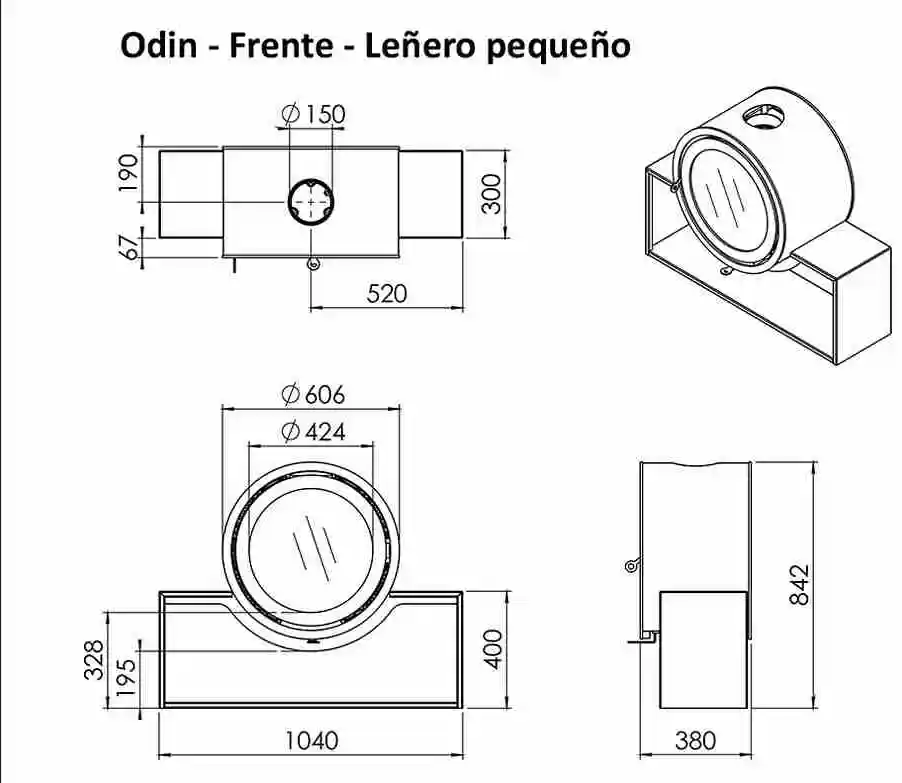 estufa circular odin medidas