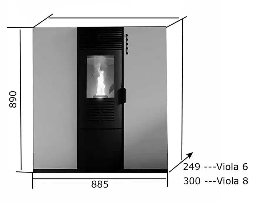 estufas pellets pasillo medidas
