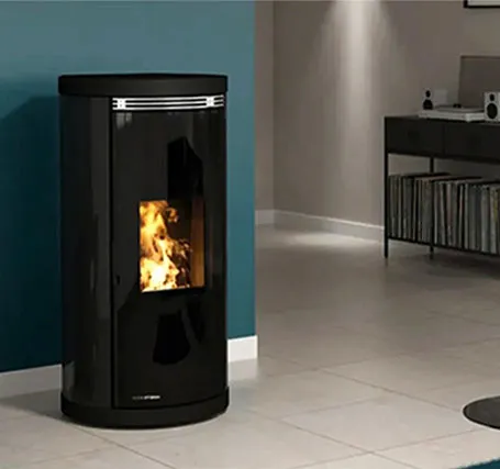 estufa pellets redondas cristal