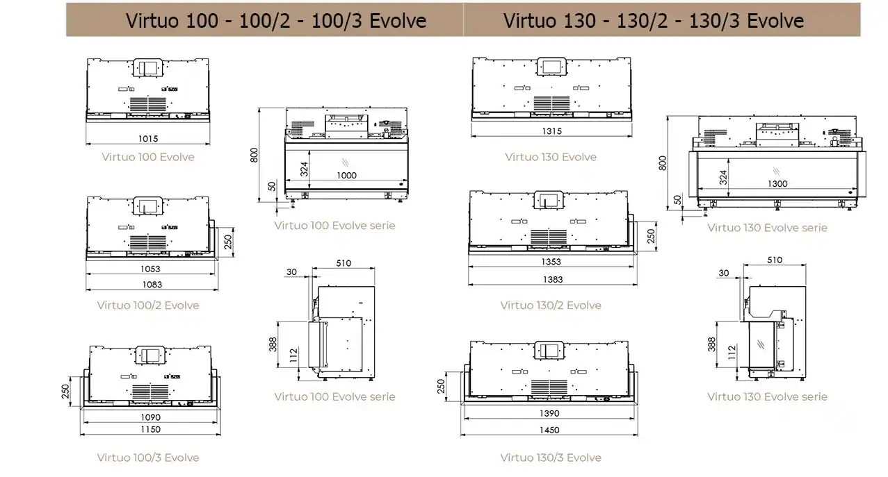Electric big front fire virtuo 100 130