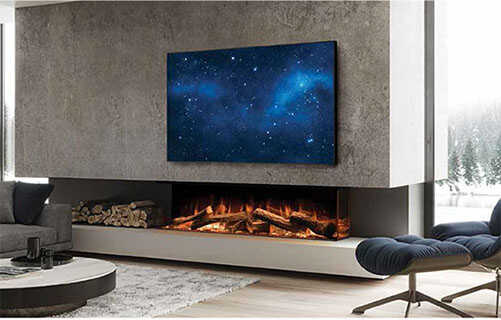 Wide Electric fireplace 2400. 1-2-3 sided.