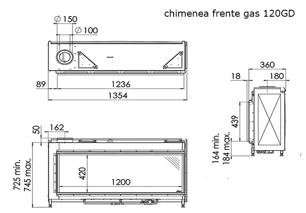 panorama gaskamin front 120 gd