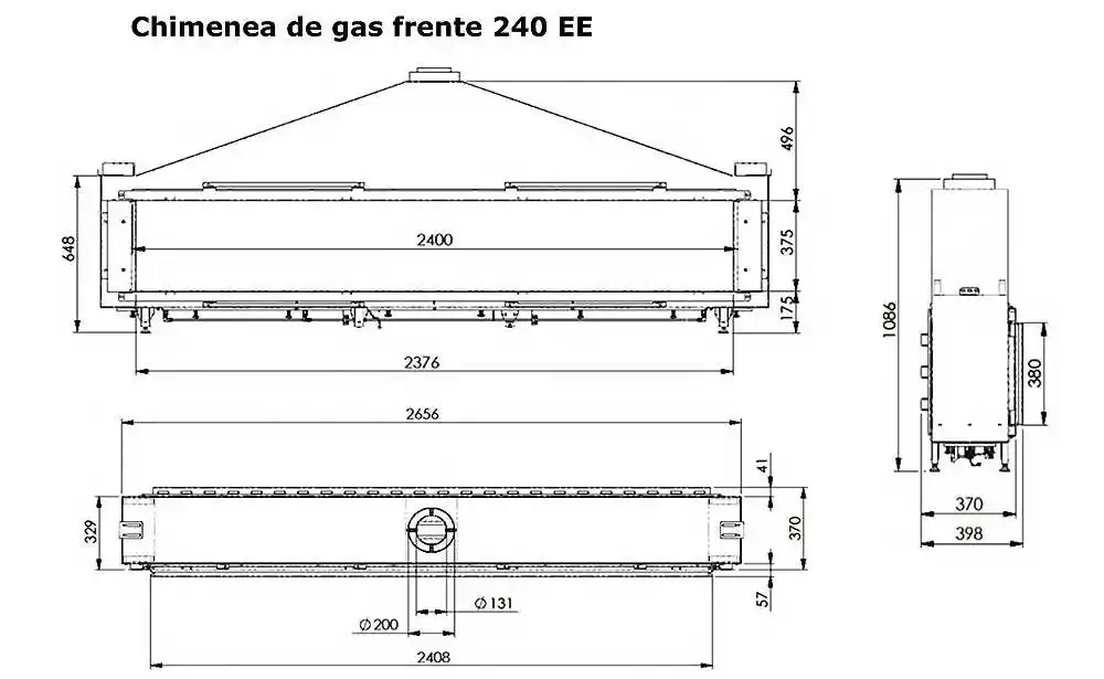 panoramica frente gas 240 ee medidas